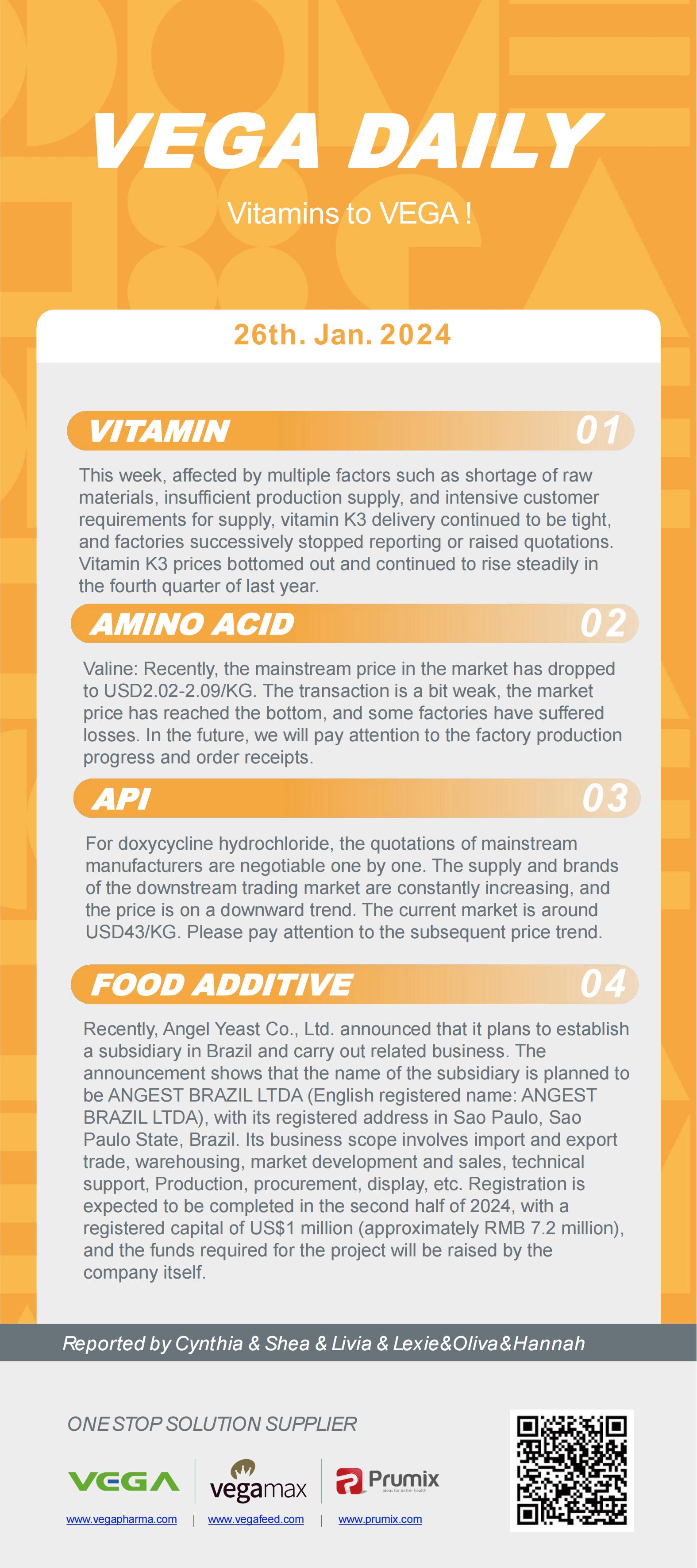Vega Daily Dated on Jan 26th 2024 Vitamin Amino Acid APl Food Additives.jpg